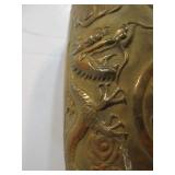 Antique Chinese Relief Hammered Copper Wall Vase