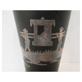 Vintage Chinese Sterling Silver Overlay Vase