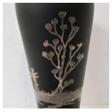 Vintage Chinese Sterling Silver Overlay Vase