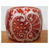 Antique Bohemian Etched Cranberry Glass Lidded Jar