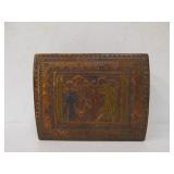 Antique Embossed Leather Jewelry/Trinket Box