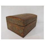 Antique Embossed Leather Jewelry/Trinket Box