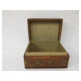 Antique Embossed Leather Jewelry/Trinket Box
