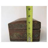 Antique Embossed Leather Jewelry/Trinket Box