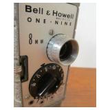 Vintage Bell Howell "One-Nine" Movie Camera w/Case & Lighting Setup