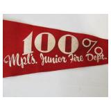 Vintage 1958 Minneapolis Junior Fire Department Felt Pennant