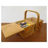 Mid Century Fold Out Sewing Box w/Thread - Made in Sweden