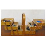 Mid Century Fold Out Sewing Box w/Thread - Made in Sweden