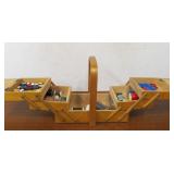 Mid Century Fold Out Sewing Box w/Thread - Made in Sweden