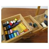 Mid Century Fold Out Sewing Box w/Thread - Made in Sweden