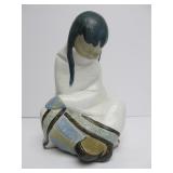 Large 11.5" LLADRO Seated Eskimo Girl Figurine