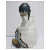 Large 11.5" LLADRO Seated Eskimo Girl Figurine