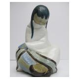 Large 11.5" LLADRO Seated Eskimo Girl Figurine