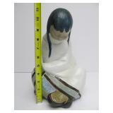 Large 11.5" LLADRO Seated Eskimo Girl Figurine