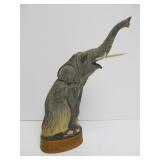 Vintage Hand Carved Buffalo Horn Elephant Sculpture