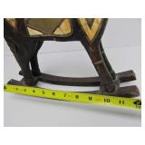 Vintage Carved Wood w/Brass & Inlaid Bone Horse Statue