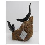 JOHN PERRY Ebonite Double Seal Sculpture on Burlwood