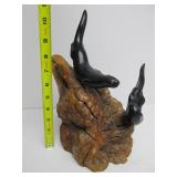 JOHN PERRY Ebonite Double Seal Sculpture on Burlwood