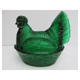 Vintage Colored Glass Nesting Chicken Dishes