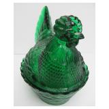 Vintage Colored Glass Nesting Chicken Dishes