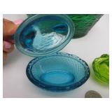 Vintage Colored Glass Nesting Chicken Dishes