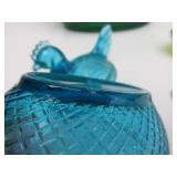 Vintage Colored Glass Nesting Chicken Dishes