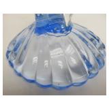 Pair of Shell Base Blue Crystal Candle Stands w/Prisms
