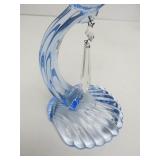 Pair of Shell Base Blue Crystal Candle Stands w/Prisms
