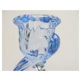 Pair of Shell Base Blue Crystal Candle Stands w/Prisms