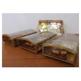 Lot of 5 VIA VERMONT Etched Glass Music Boxes