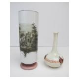 Pair of Antique White Glass Vases