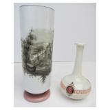 Pair of Antique White Glass Vases