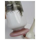 Pair of Antique White Glass Vases