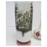 Pair of Antique White Glass Vases