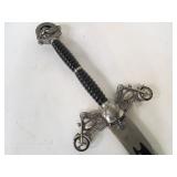 Large "Rebel To The Bone Choppers" Skull & Motorcycle Sword