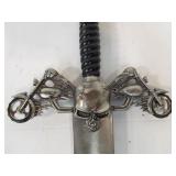 Large "Rebel To The Bone Choppers" Skull & Motorcycle Sword