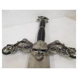 Large "Rebel To The Bone Choppers" Skull & Motorcycle Sword
