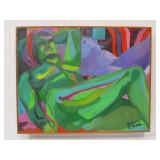 Original Vintage Signed "Eliza Ellerd" Oil on Canvas Reclining Nude Painting