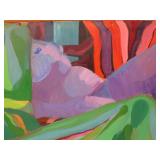 Original Vintage Signed "Eliza Ellerd" Oil on Canvas Reclining Nude Painting