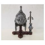 Medieval Style Helmet & Sword Letter Opener Desk Set