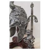 Medieval Style Helmet & Sword Letter Opener Desk Set
