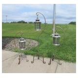 Set of 3 Heavy Iron Hanging Lantern Stands