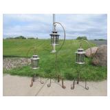 Set of 3 Heavy Iron Hanging Lantern Stands