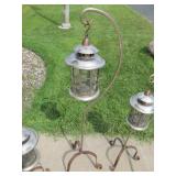 Set of 3 Heavy Iron Hanging Lantern Stands