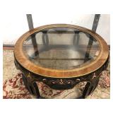 Nice Oriental Round Coffee Table w/Beveled Glass Top