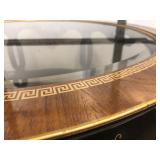 Nice Oriental Round Coffee Table w/Beveled Glass Top