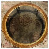 Nice Oriental Round Coffee Table w/Beveled Glass Top