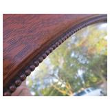 Antique Tiger Oak Beveled Glass Oval Wall Mirror