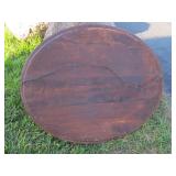 Antique Tiger Oak Beveled Glass Oval Wall Mirror