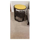 Brutualist Black Iron and Mustard Granite Top Side Table